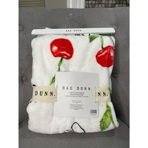 Rae Dunn Soft Plush Throw CHERRY ON TOP